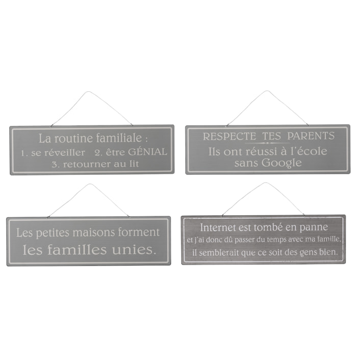 J-Line pancarte Mix 1 Anglais/Francais - métal - gris/blanc - 4 pcs