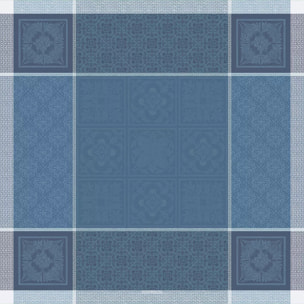 Nappe anti tache pur lin motif jacquard Harmonie bleu