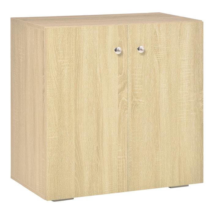 HOMCOM Aparador de Salón con 2 Puertas Armario Auxiliar con 2 Estantes para Libros Ropa Juguetes Estilo Moderno 70x39x70 cm Madera Natural