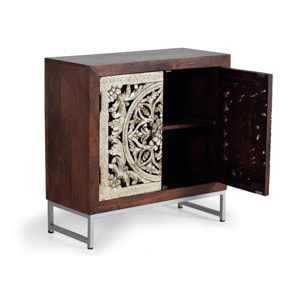 Mueble auxiliar - madera de mango y metal - 80x80x35cm