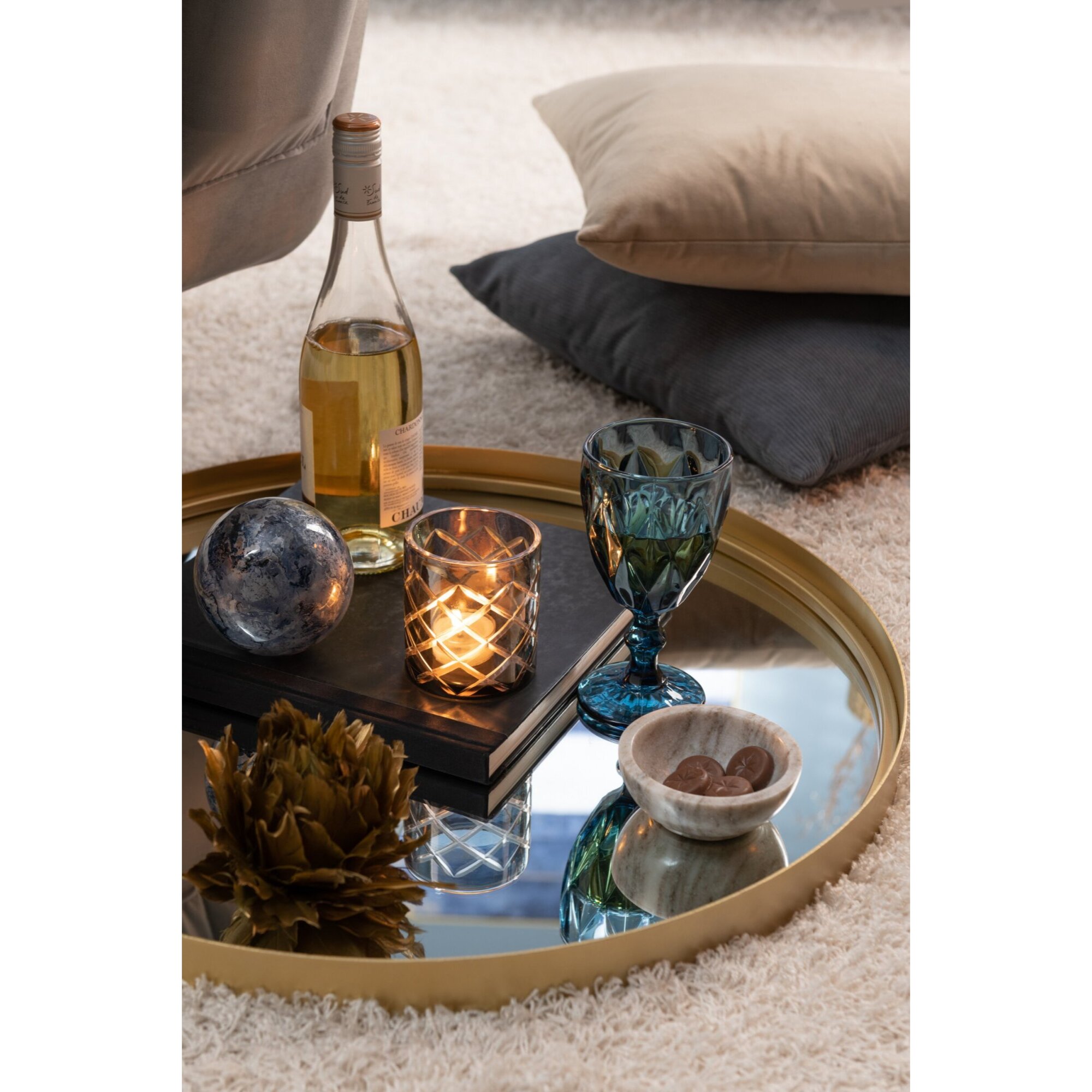 J-Line miroir Rond Bord Haut - métal/verre - or - small - Ø 60 cm