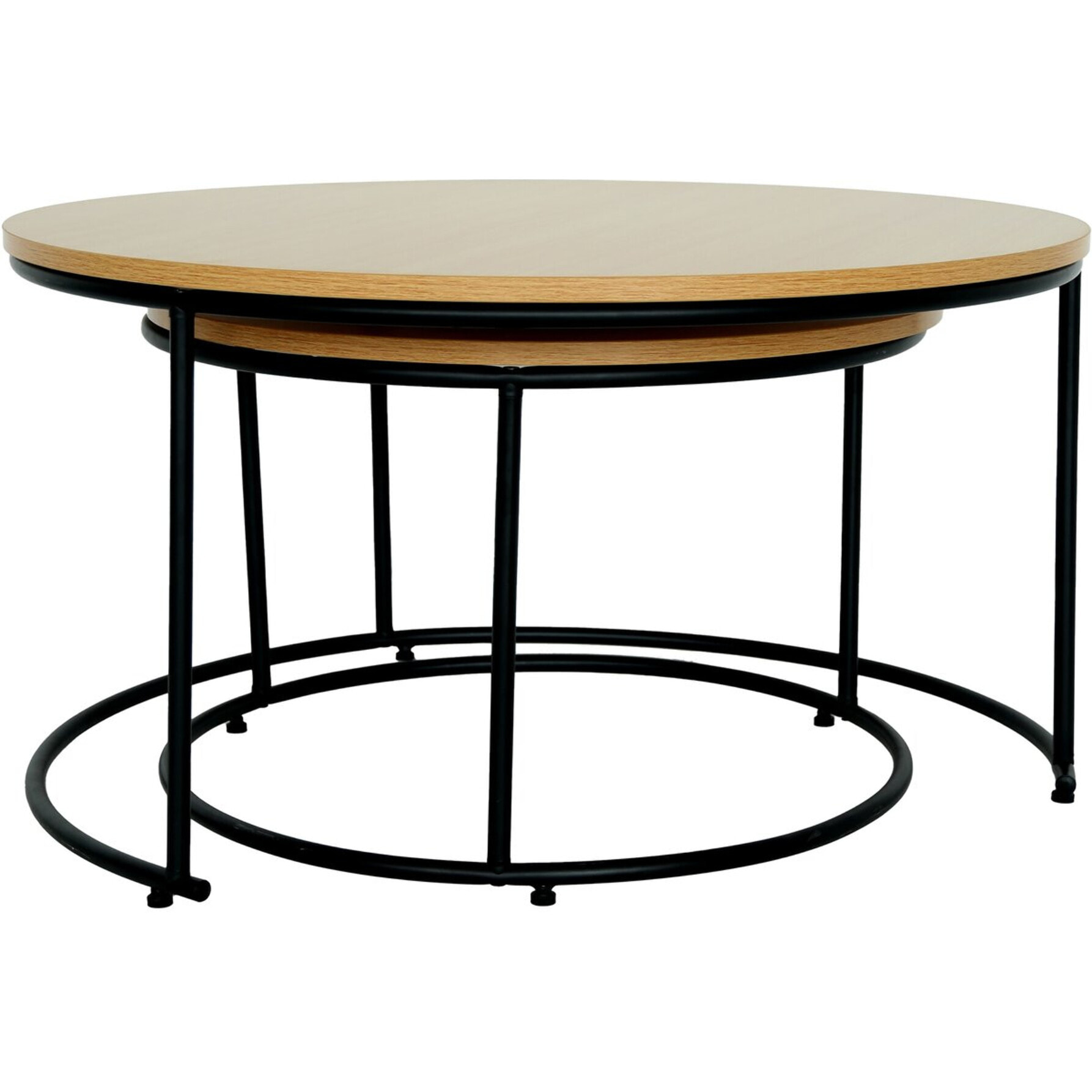 Lot de 2 tables basses gigognes "Wen" - Marron