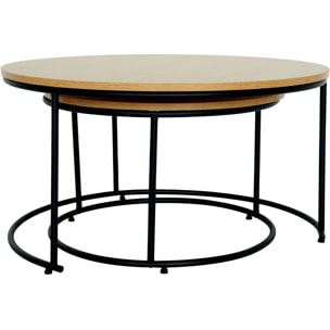 Lot de 2 tables basses gigognes "Wen" - Marron