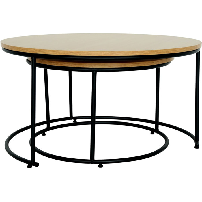 Lot de 2 tables basses gigognes "Wen" - Marron