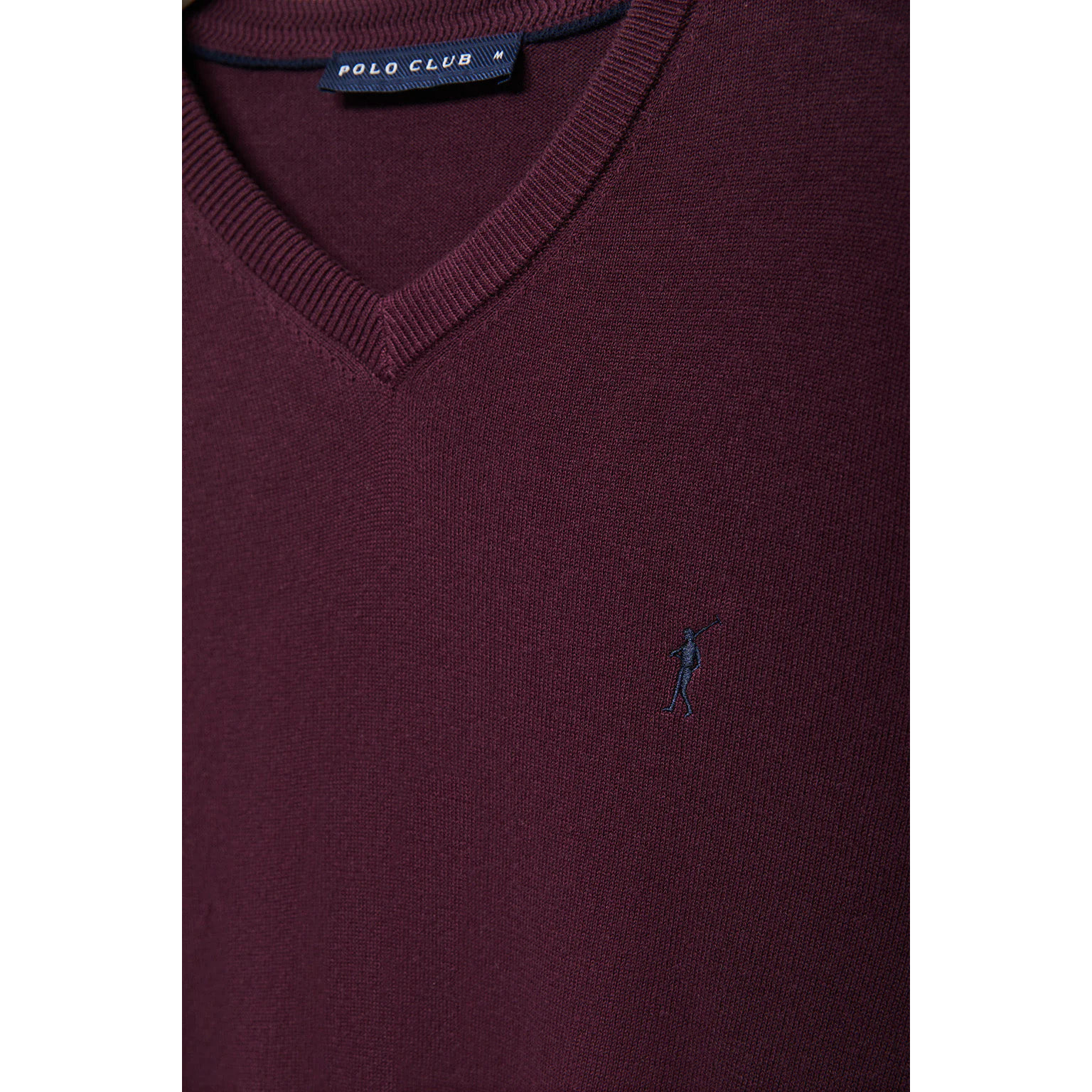 Maglione basic a V in bordeaux con logo Rigby Go