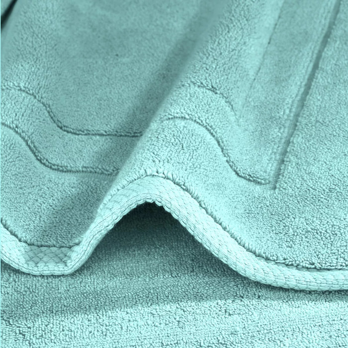 Tapis de bain pur coton 900 g/m² uni bleu Elea curacao