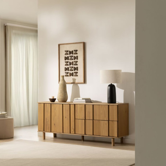 Buffet Sandoli -bois massif d'araucaria-couleur nogal 180 x 75 x 45 cm