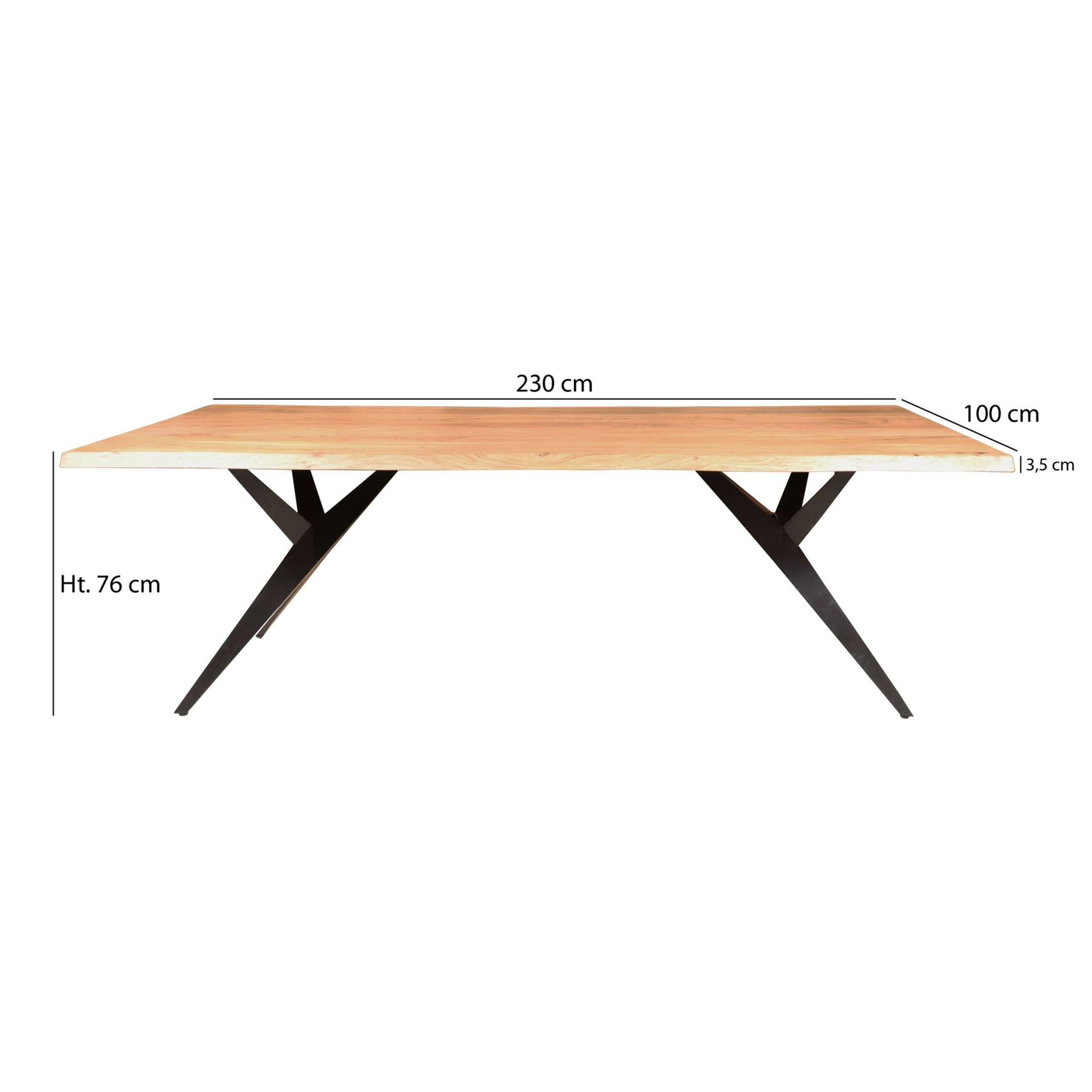 Table en bois d'acacia et pieds en métal noir 230cm HAMER