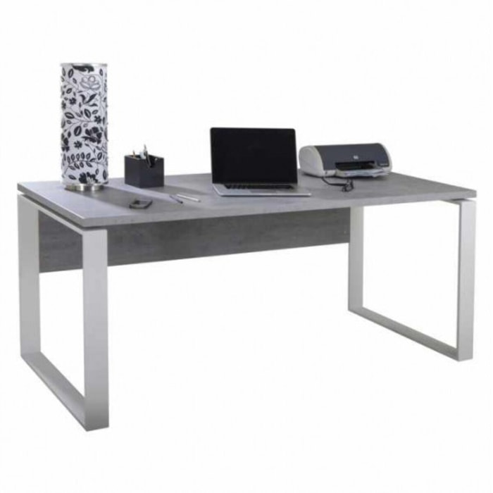 Bureau industriel 170 cm gris béton avec pieds métal - OFFICIO