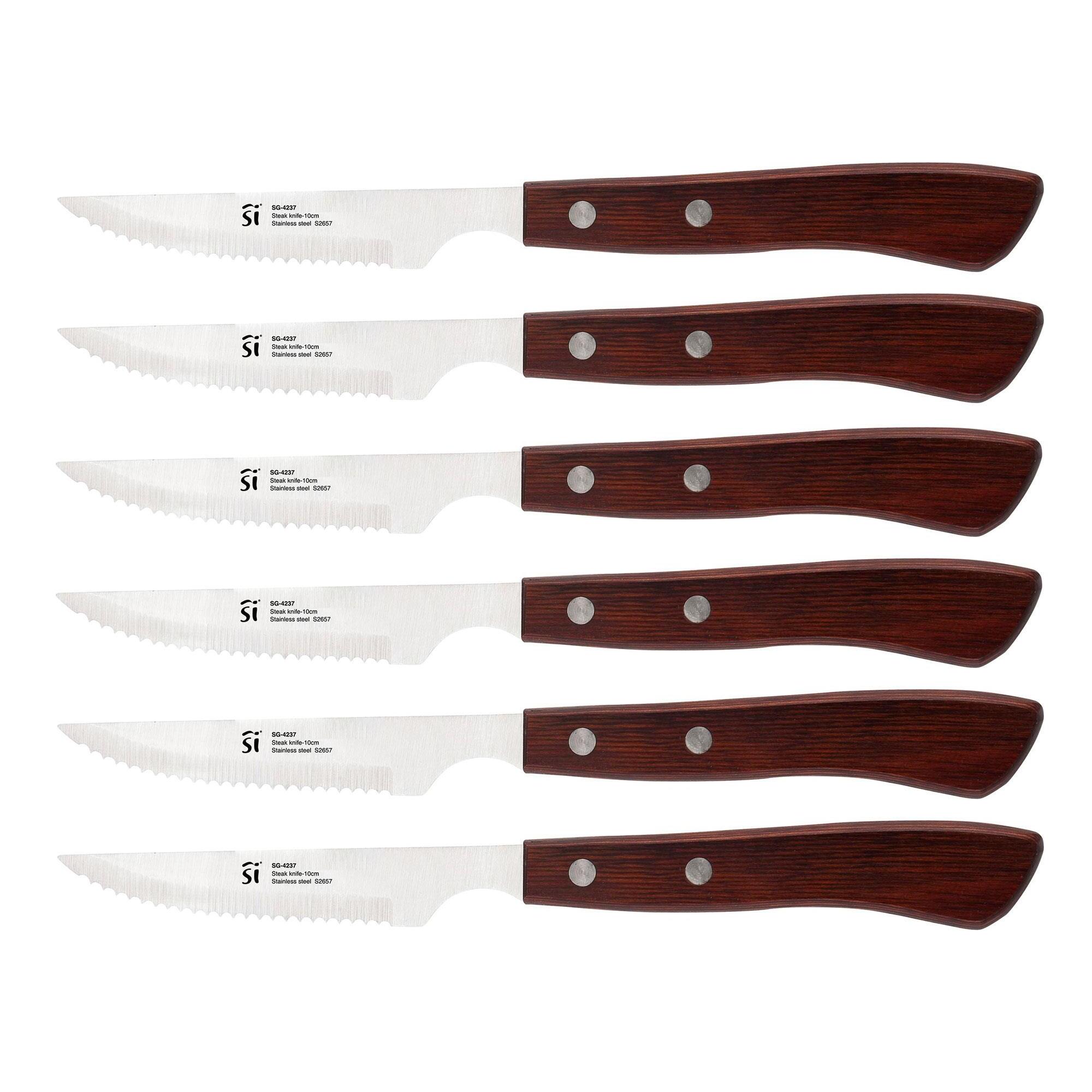Set de 6 cuchillos chuleteros h.10cm en acero inoxidable pakka san ignacio