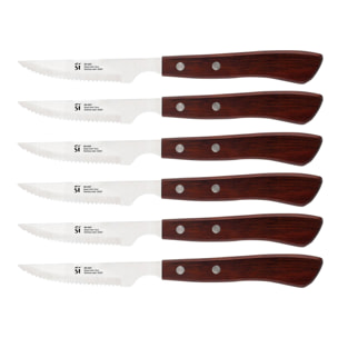 Set de 6 cuchillos chuleteros h.10cm en acero inoxidable pakka san ignacio