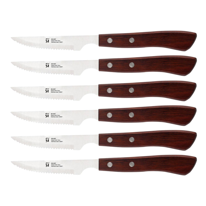 Set de 6 cuchillos chuleteros h.10cm en acero inoxidable pakka san ignacio