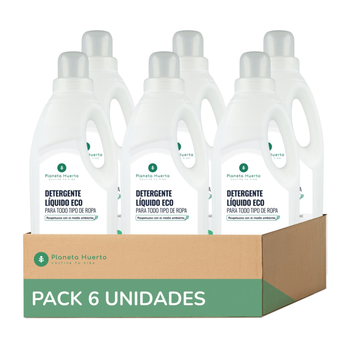 PLANETA HUERTO Pack 6x Detergente Líquido Ropa ECO Sin Perfume 1,5 L – Fórmula Natural y Respetuosa con la Piel
