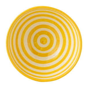 J-Line bol Granada Stripes High - céramique - blanc/jaune - large - Ø 28 cm