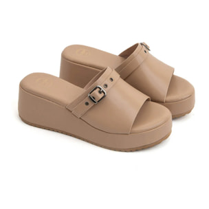 Sabot platform-rock con borchie - BEIGE