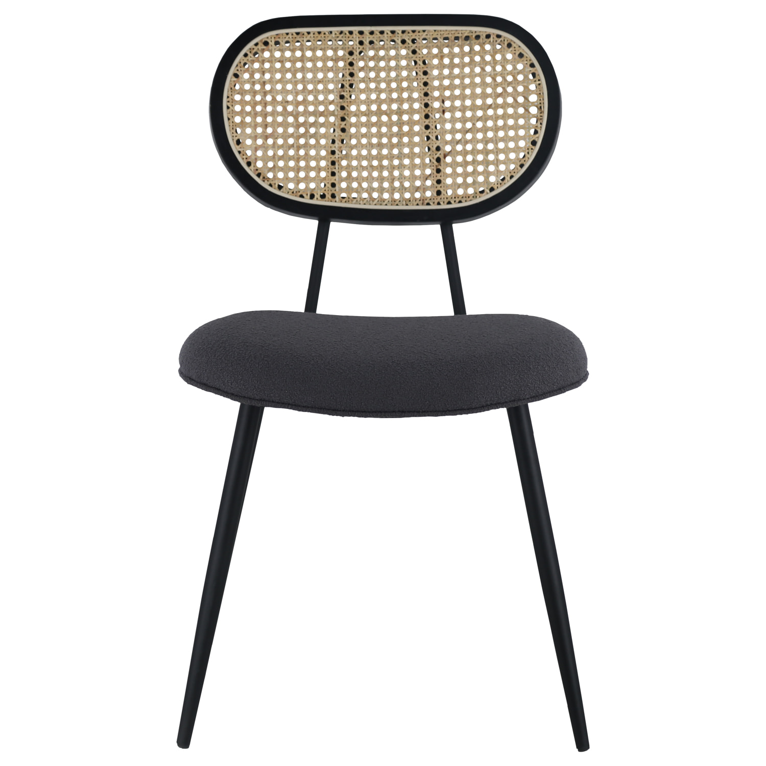 Lot de 2 chaises en cannage et tissu boucle gris ELENA