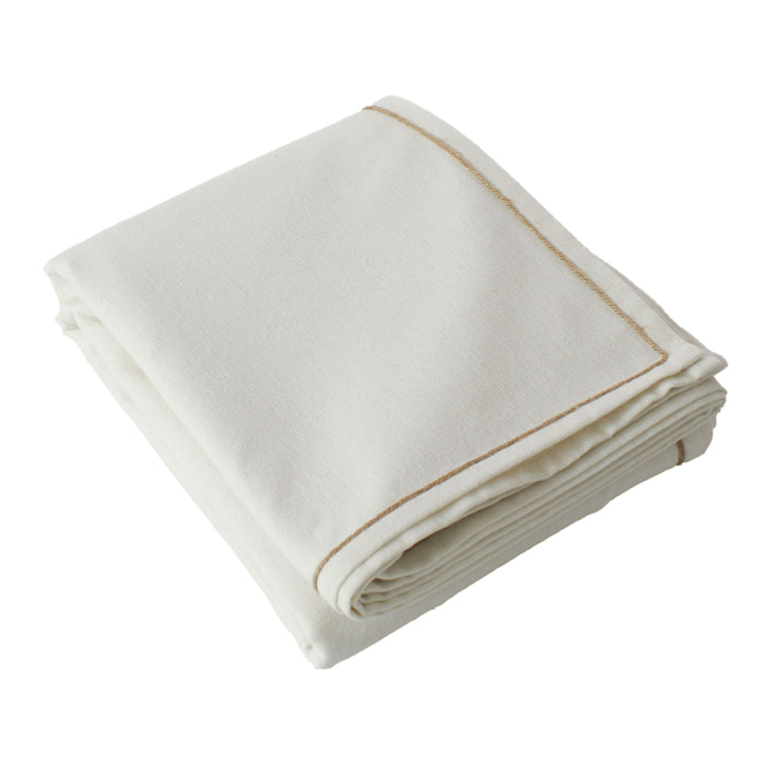 Nappe unie avec feston en jute - Ecru