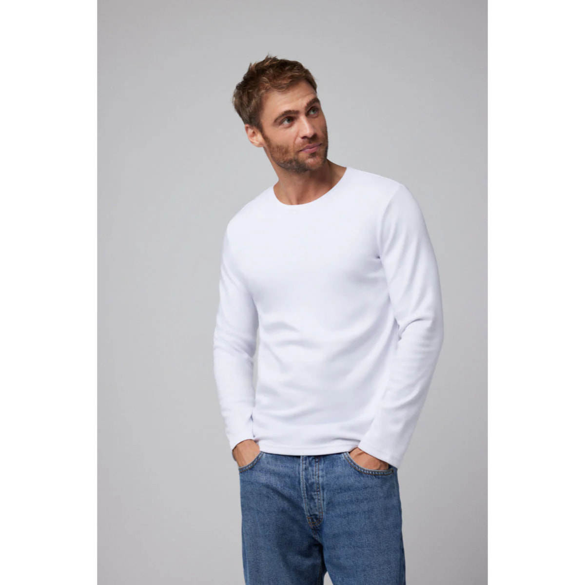 Maglietta a maniche lunghe in cotone bianco caldo