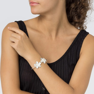 Pulsera aro plata flores Fairy ajustable plata