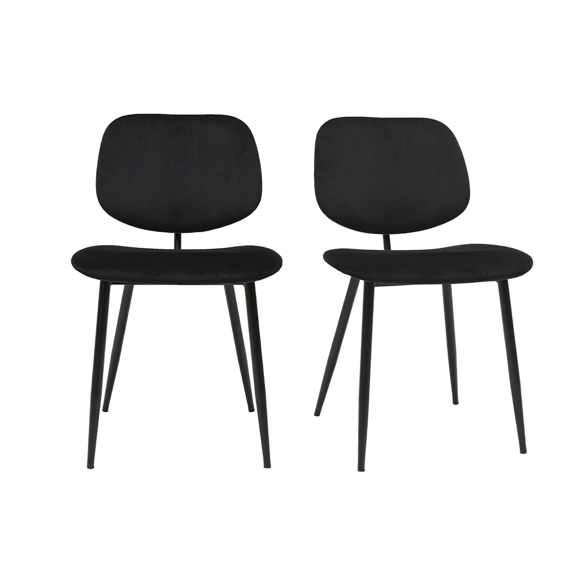 Chaises noires en tissu velours et métal (lot de 2) TOBIAS