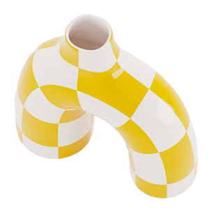 Phoenix - Vase art moderne à damier jaune