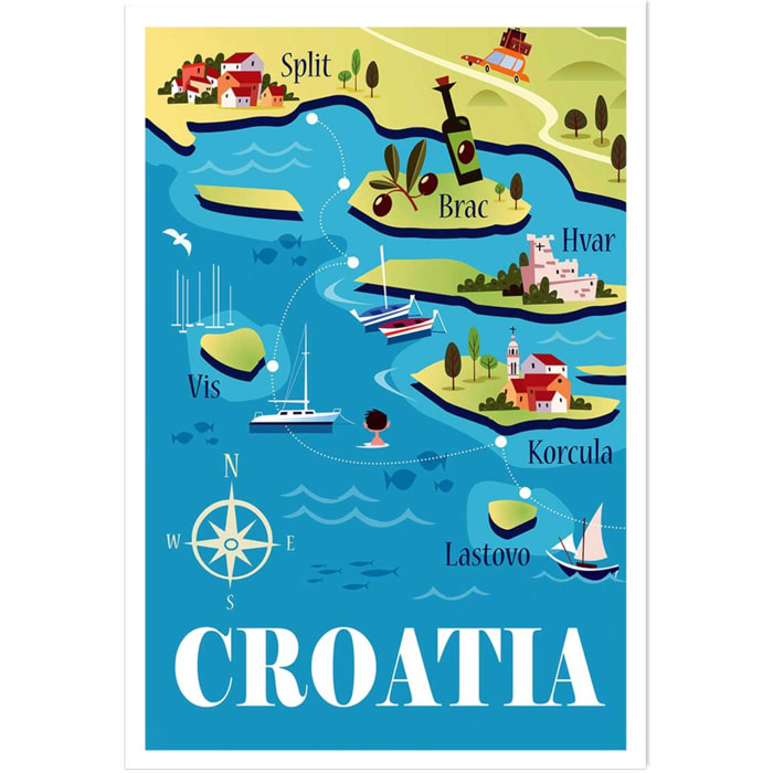 Poster de les iles de croatie Affiche seule
