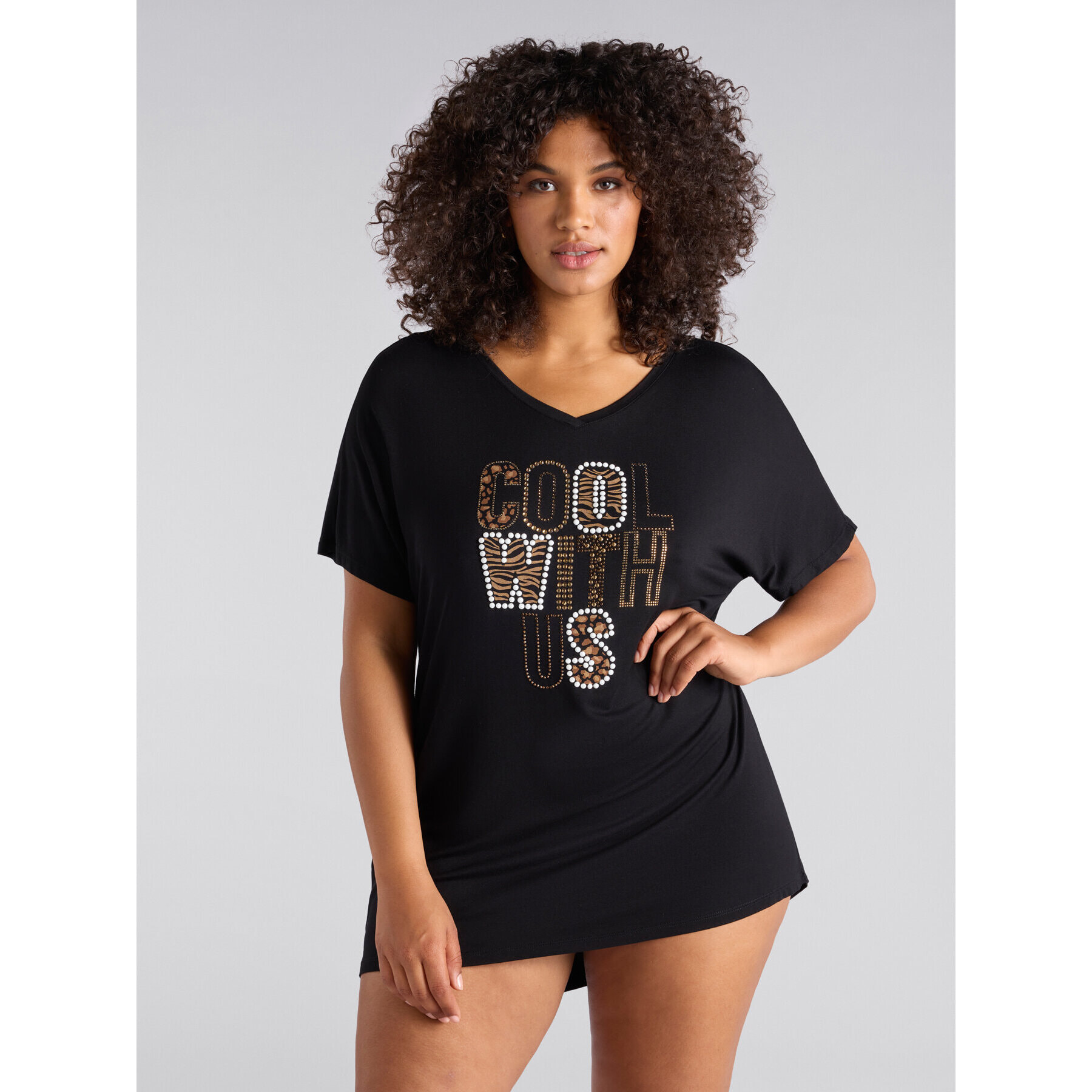 Fiorella Rubino - Camiseta maxi con escritura - Negro