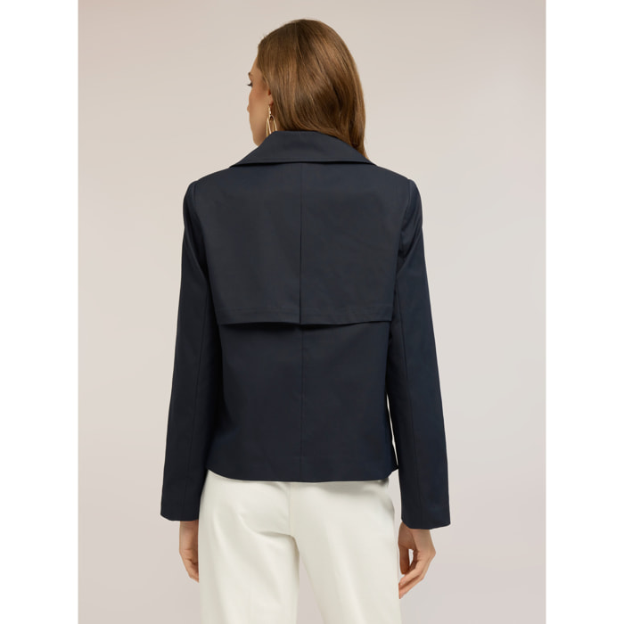 Motivi - Trench corto doppiopetto in taffetà - Blu