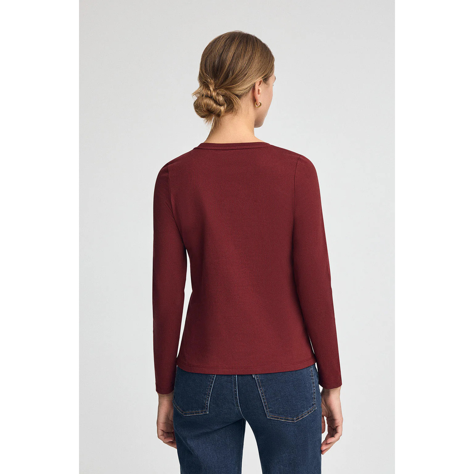 Maglietta granata a maniche lunghe con logo ricamato Established 2012 Polo