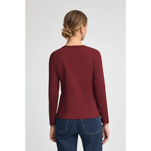 Maglietta granata a maniche lunghe con logo ricamato Established 2012 Polo