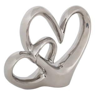 Double cœur déco Safina H.16,5cm résine