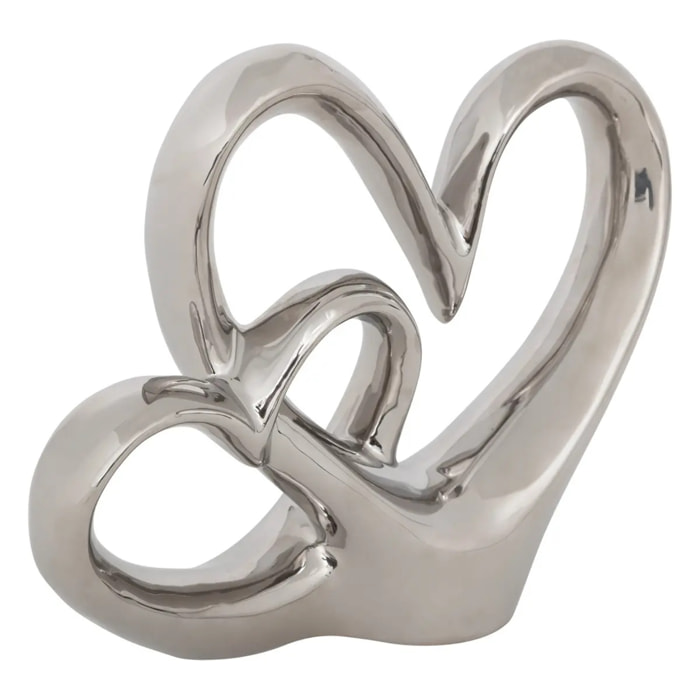 Double cœur déco Safina H.16,5cm résine