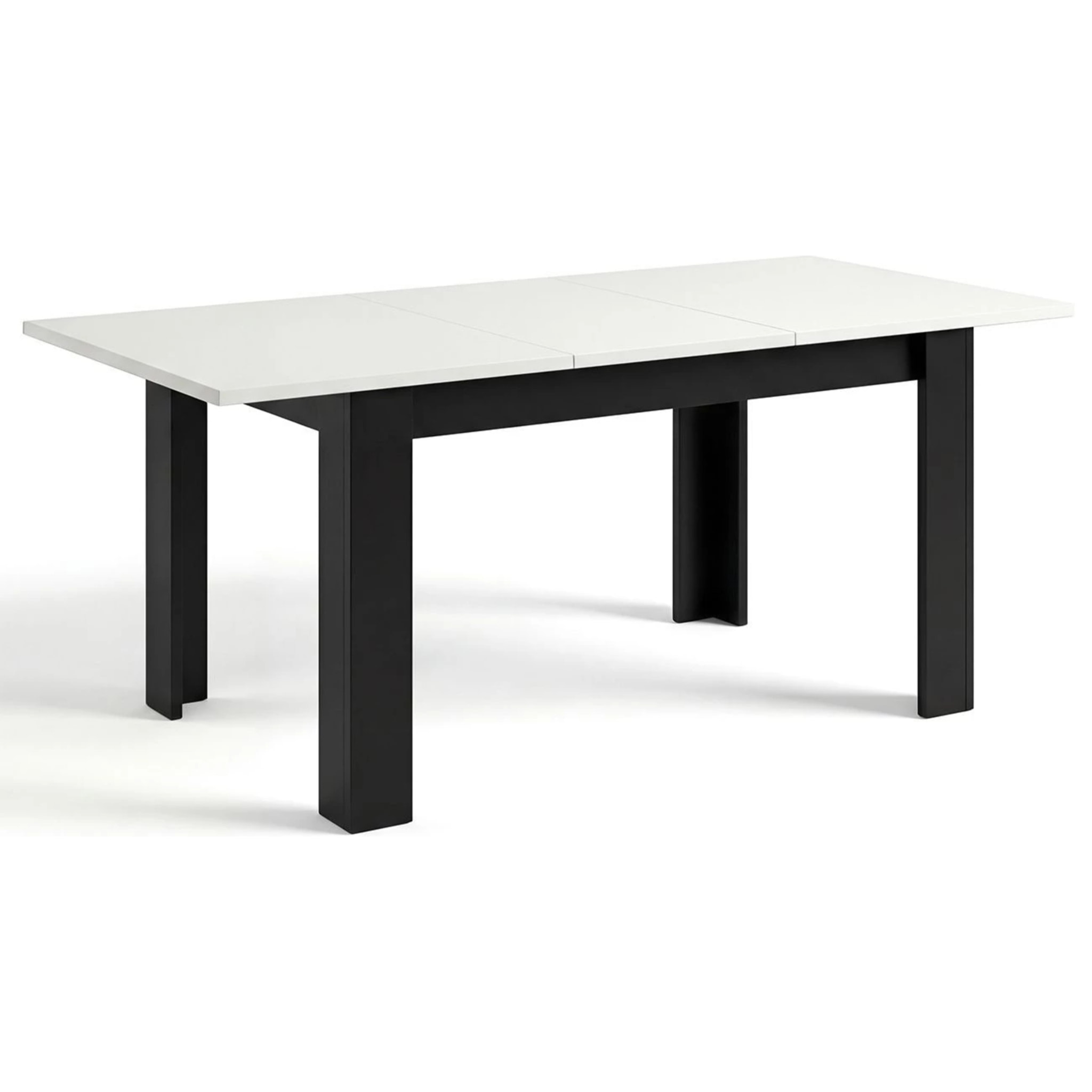 Mesa de comedor extensible en negro mate y blanco artik 140-190x90 cm Sira Negro Mate - Blanco Artik