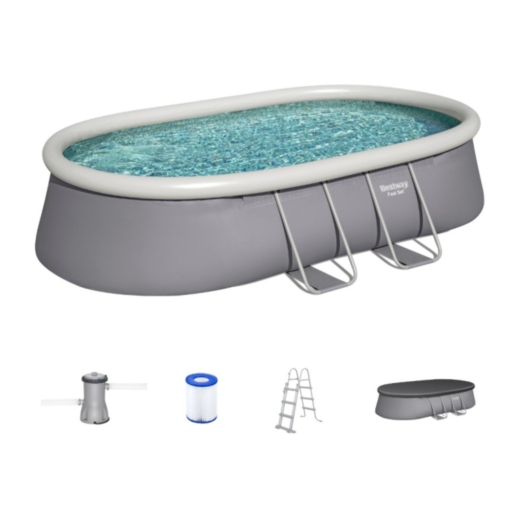 Bestway Piscine autoportante Ovale Fast Set 488 x 305 x 107 cm - Filtration incluse