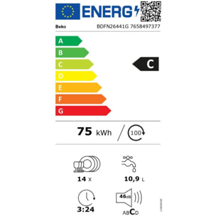 Lave vaisselle 60 cm BEKO BDFN26441G