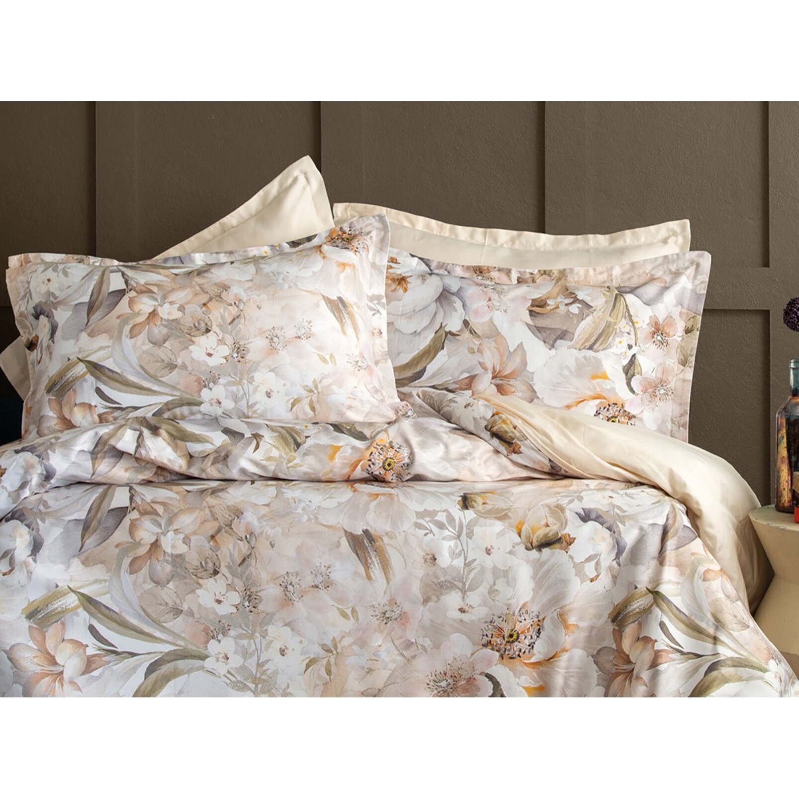 Parure housse de couette et taies oreiller 100% Satin de Coton imprimé