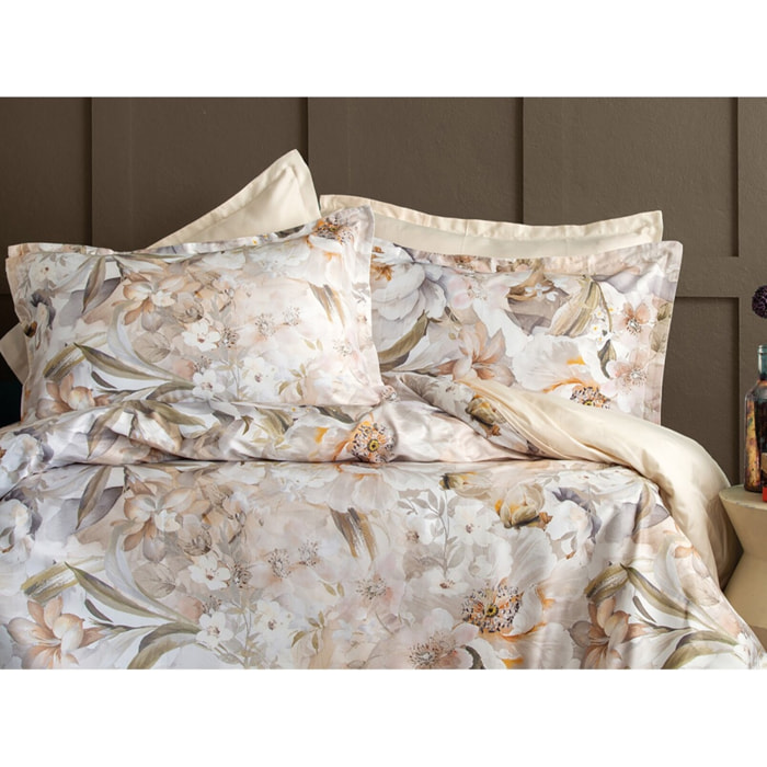 Parure housse de couette et taies oreiller 100% Satin de Coton imprimé