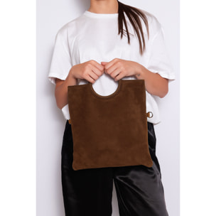 Borsa a mano da donna Made in Italy - Modello Zelia - Pelle scamosciata - 29.0 x 30.0 x 1.0 cm