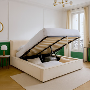 Lit coffre avec tête de lit en velours côtelé - ARNO