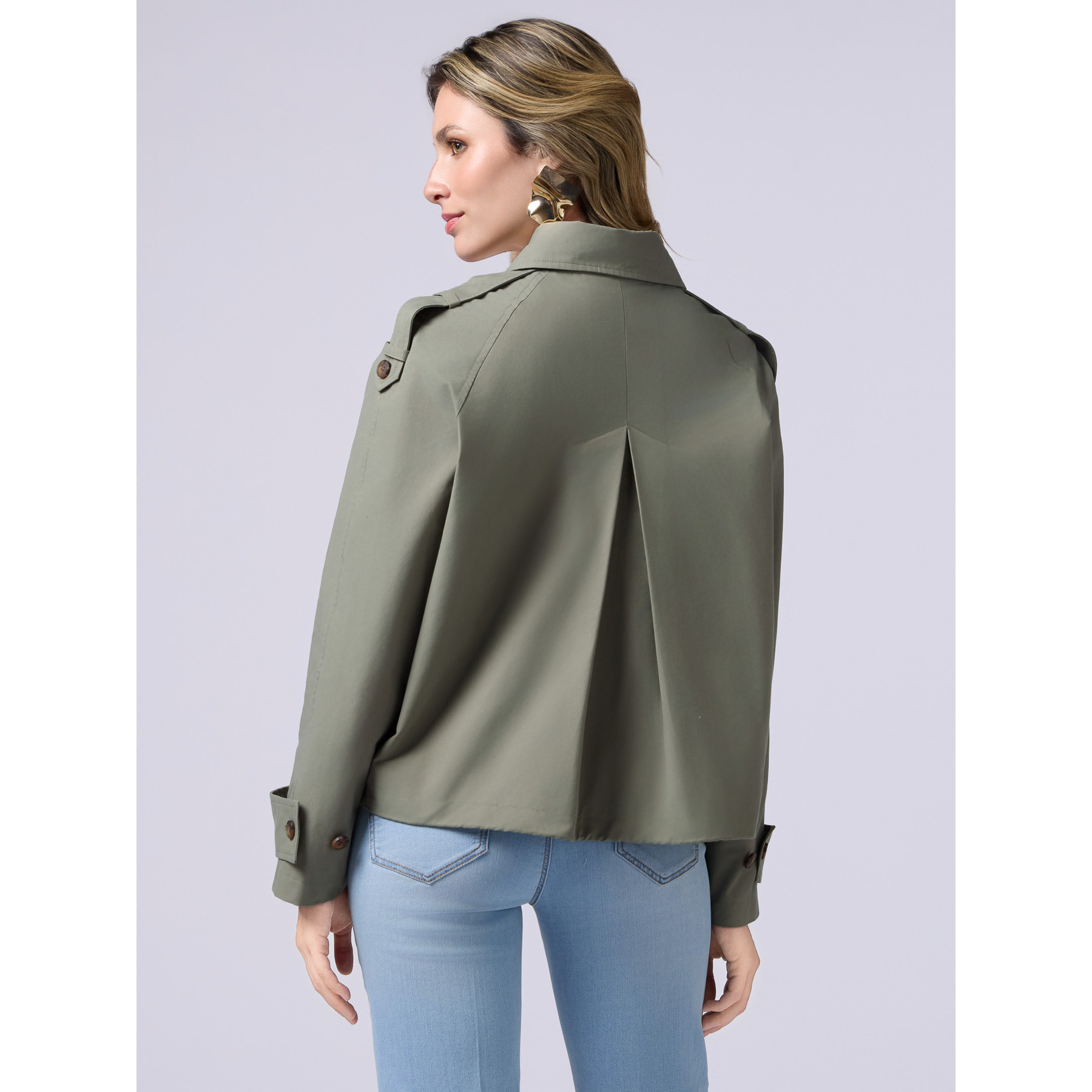 Oltre - Short double-breasted oversized trench coat - Verde militare