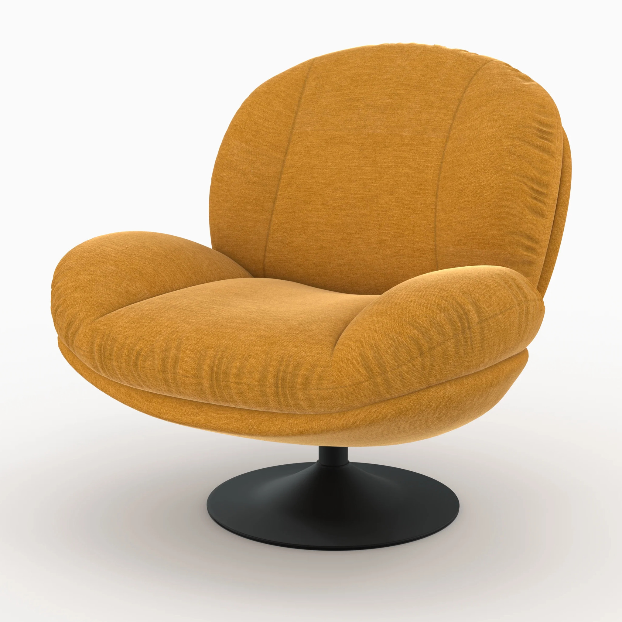 Fauteuil pivotant en tissu effet velours jaune moutarde - Ricci
