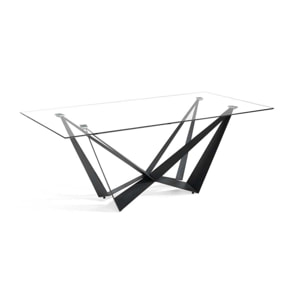 Mesa de comedor fija CALAIS - transparente y negro - 200x100x76cm
