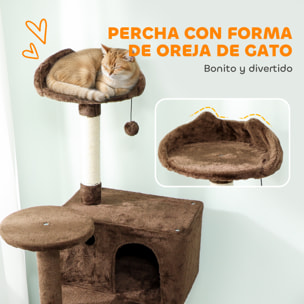 Árbol Rascador para Gatos, Árbol para Gatos 180 cm, Torre Escalador con Múltiples Plataformas, Cama, 2 Cuevas, Hamaca, Escalera, Postes de Sisal, Bolas para Jugar, Marrón
