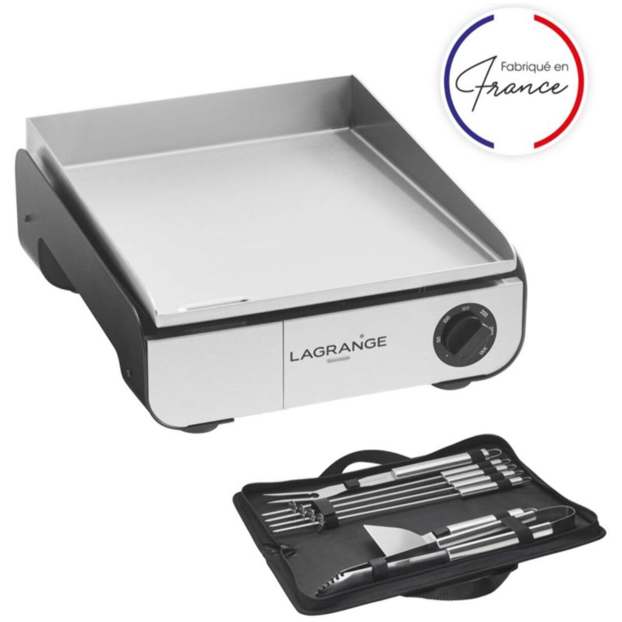 Plancha électrique LAGRANGE Pro 35S noir à poser, 40x35 cm + kit d'accessoires