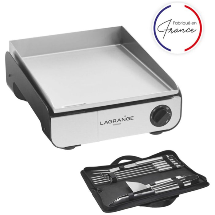 Plancha électrique LAGRANGE Pro 35S noir à poser, 40x35 cm + kit d'accessoires