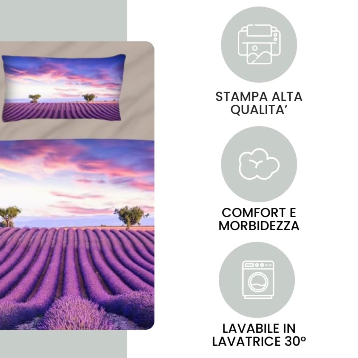 Completo lenzuola singolo in cotone con stampa alta qualità, set letto con lenzuolo sopra, sotto con angoli e federa, morbido e traspirante per pelli sensibili, colori brillanti e resistenti ai lavaggi, certificato OEKO-TEX, comfort quotidiano
