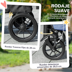 Carrito para Perros Plegable Cochecito para Perros Grandes hasta 30 kg con Ruedas Grandes Correas de Seguridad Marco Amortiguador Cojín Lavable 124x67x100 cm Azul