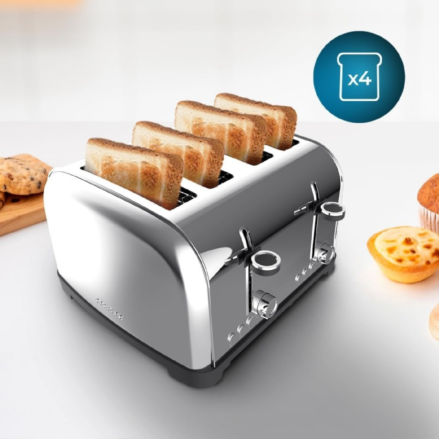 Cecotec Grille-pain vertical Toastin' time 1500 Double Inox
