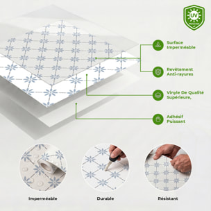 Sticker Sol avec laminat de Protection en Plastique Anti-dérapant | Stickers adhésif Sol - CARREAUX DE CIMENT SOL BIANCA - 1 sticker