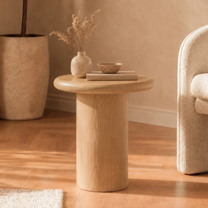 Table d'appoint en placage chène blanc, D48,5 cm - Nubia